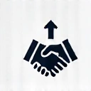 Icona che simboleggia follow-up e supporto continuo, con due mani che si stringono e una freccia ascendente.